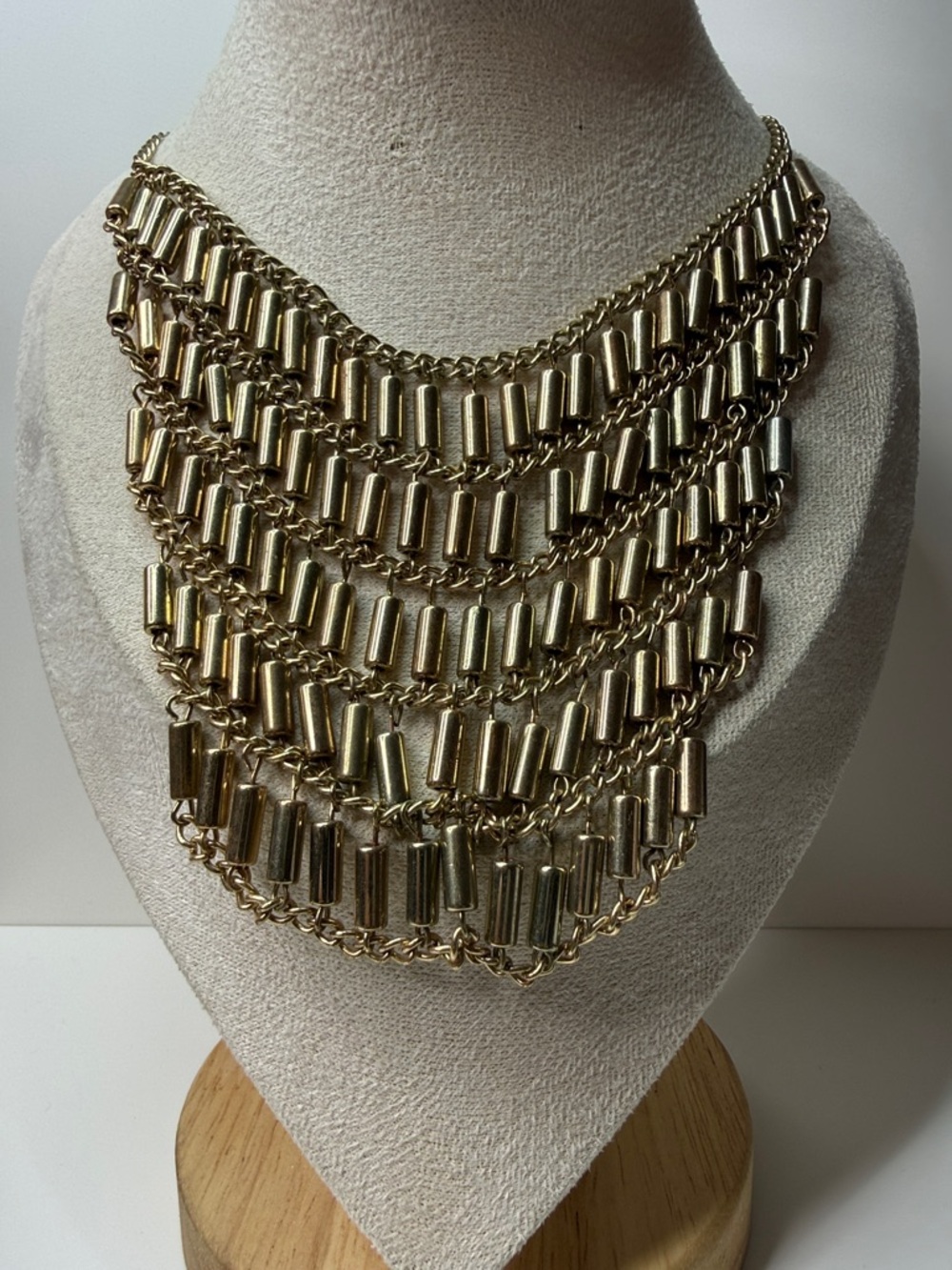 Vintage Gold tone Multi-Layer Statement Necklace - Cleopatra bib fashion piece